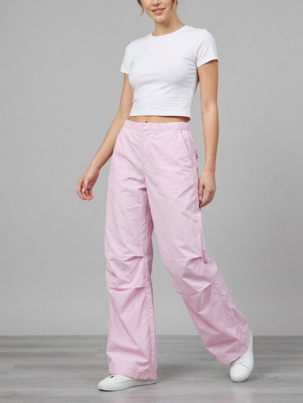 ZARA Wide Leg Light Pink Lightweight Parachute Summer Pants Women's